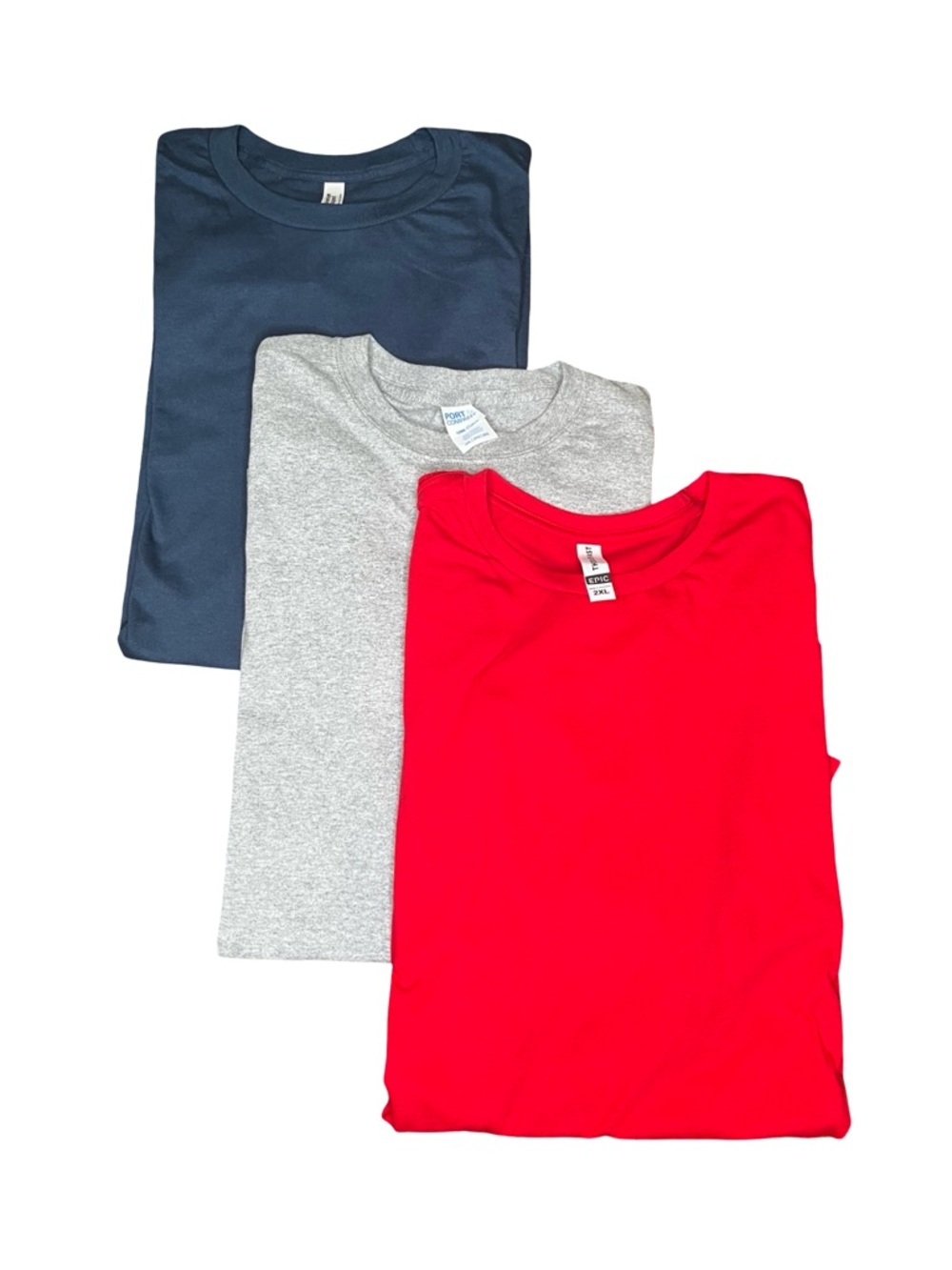 NEW American Apparel+ 2XL Tee Bundle 3 Pack Gray Blue Red